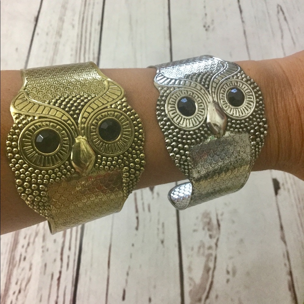 Set of Owl Bracelets Gold and Silver